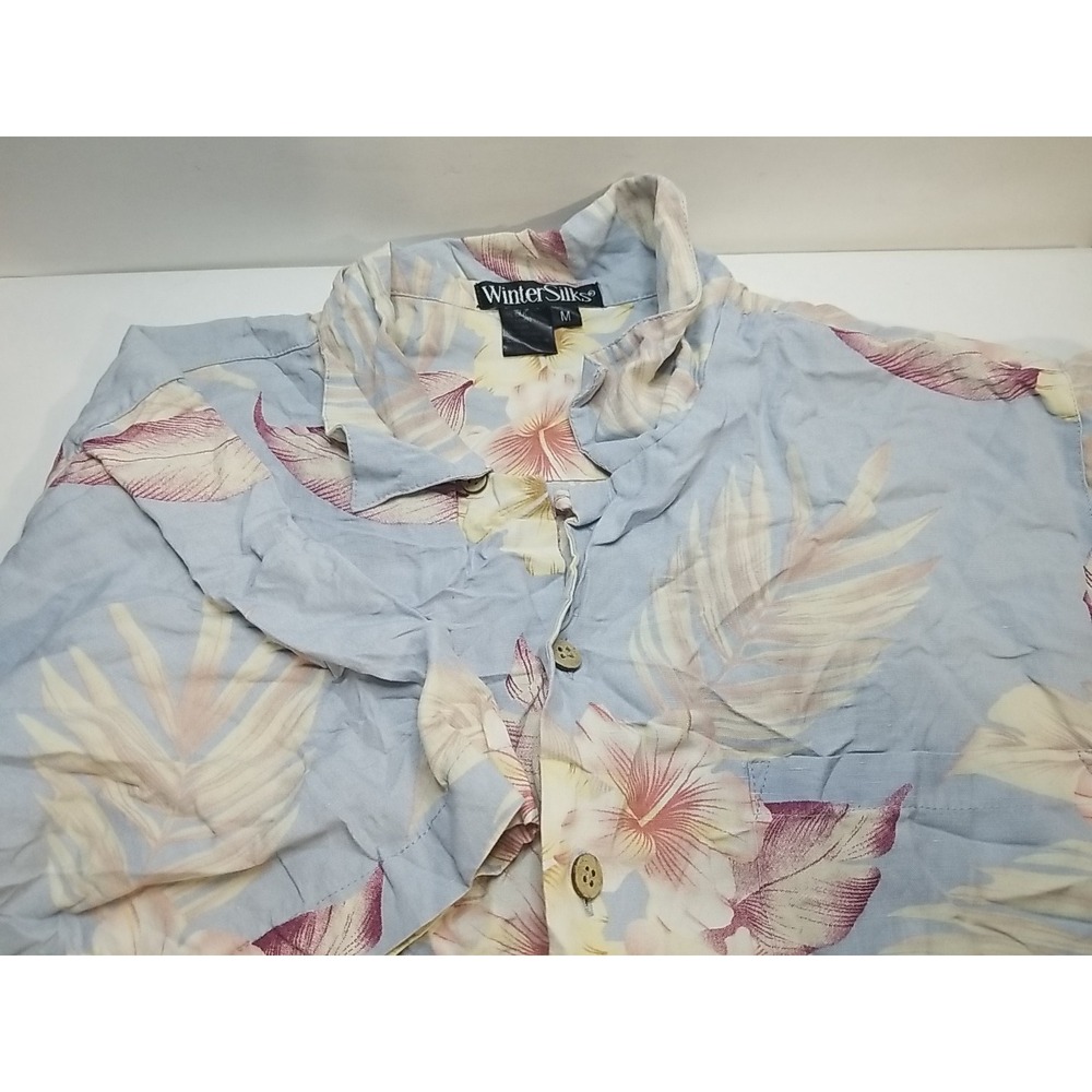 WinterSilks Mens Hawaiian Short Sleeve Button‎ Up Shirt M Medium Floral
